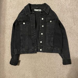 Top shop black distressed moto jacket